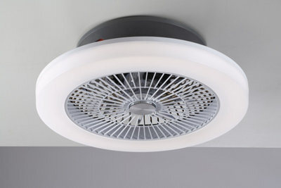 Luminosa Lighting Luminosa Foehn Led Ceiling Lamp With Fan, Wifi Smart, Voice Control, Grey White Diffuser,