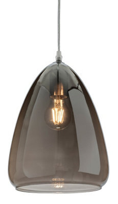 Luminosa Lighting Luminosa Willis Dome Pendant Light Chrome With Smoked Glass