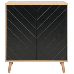 Beliani Nordic Living Sideboard Black And Light Wood 2-Door With Internal Shelf - W76 X D40 X H84Cm - thumbnail 5