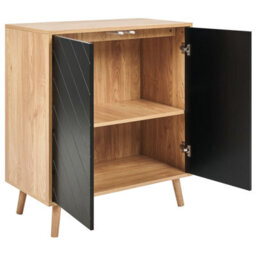 Beliani Nordic Living Sideboard Black And Light Wood 2-Door With Internal Shelf - W76 X D40 X H84Cm - thumbnail 4