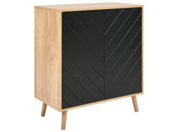Beliani Nordic Living Sideboard Black And Light Wood 2-Door With Internal Shelf - W76 X D40 X H84Cm - thumbnail 2