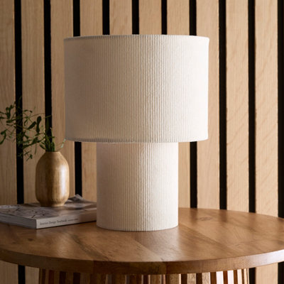 K Living Tokyo Beautifully Crafted Ivory Velvet Stripe Table Lamp - image 1