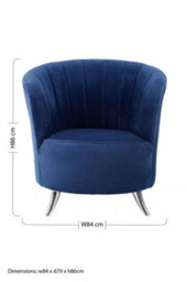 Orsina Blue Tub Chair, Stylish Office Chair, Classy Velvet Chair, Round Velvet Upholstery Chair For Lounge - thumbnail 9