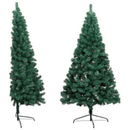 Berkfield Artificial Half Christmas Tree With Stand Green 120 Cm Pvc - thumbnail 2