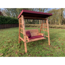 Marlborough Traditional Brighton Two Seater Swing With 1 X Bench Cushion Burgundy & 1 X Scatter Cushion Burgundy