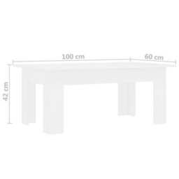 Walplus Coffee Table White 100X60X42 Cm Engineered Wood - thumbnail 6