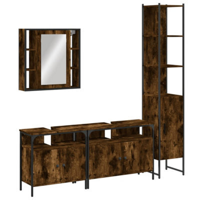 Berkfield Stylish 4 Piece Bathroom Cabinet Set Smoked Oak Engineered Wood