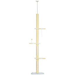 Yellow Floor To Ceiling Cat Tree 220-260Cm Multi-Layer Kitten Tower - thumbnail 1