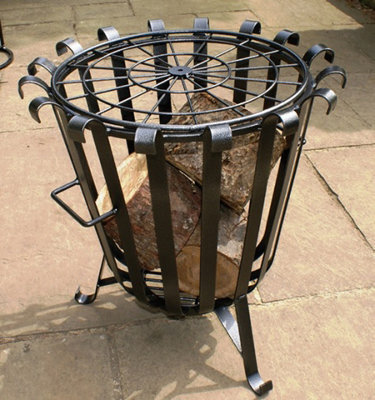 Poppy Forge Garden Brazier, Fire Basket - Solid Steel - L50.8 X W50.8 X H53.3 Cm - Powder Coated Black - image 1
