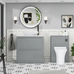 Royal Bathrooms Royal Bathroom Elmore 800mm Matt Pebble Grey Freestanding Bathroom Vanity Unit 2 Drawer Plain White Worktop With Nova Basin - thumbnail 5