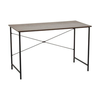 Orsina Dark Oak Desk With Black Metal Frame,office Desk,multipurpose Writing Table,desk With Cross Pattern - image 1
