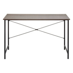 Orsina Dark Oak Desk With Black Metal Frame,office Desk,multipurpose Writing Table,desk With Cross Pattern - thumbnail 2