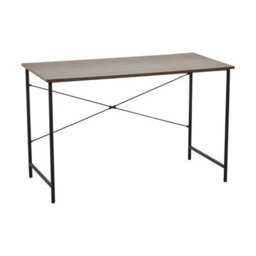 Orsina Dark Oak Desk With Black Metal Frame,office Desk,multipurpose Writing Table,desk With Cross Pattern
