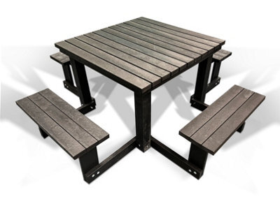 Plaswood Heavy Duty Square Picnic Table, Premium Quality, Black, 8 Seater, Recycled Plastic - image 1