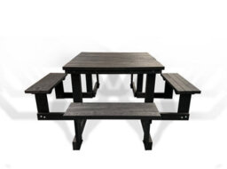 Plaswood Heavy Duty Square Picnic Table, Premium Quality, Black, 8 Seater, Recycled Plastic - thumbnail 3
