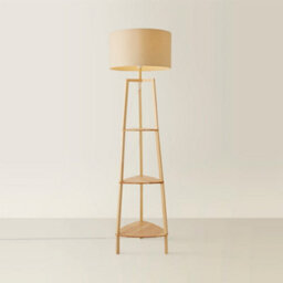 Valuelights Hiru Natural 3 Tier Shelf Floor Lamp With Cream Shade - thumbnail 4