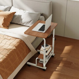 Brown Height Adjustable Mobile Computer Desk Metal Frame Study Writing Table - thumbnail 3