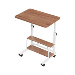 Brown Height Adjustable Mobile Computer Desk Metal Frame Study Writing Table - thumbnail 4