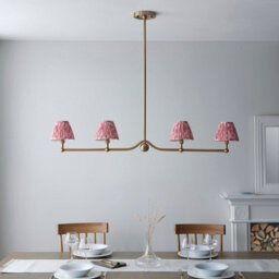 Loops Stylish 2-Pack Brushed Brass Ceiling Pendant Lights With Coral Pink Shades - thumbnail 3