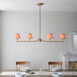 Loops Stylish 2-Pack Brushed Brass Ceiling Pendant Lights With Coral Pink Shades - thumbnail 2