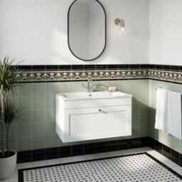 Balterley Swynnerton Traditional 1 Drawer Wall Hung Vanity Unit With Stone Basin, Satin White, 800mm - thumbnail 4