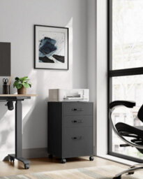 Songmics File Cabinet With 3 Drawers, Rolling Office Filing Cabinet With Wheels, For A4, Letter Sized Documents, Hanging File Folders - thumbnail 8