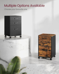 Songmics File Cabinet With 3 Drawers, Rolling Office Filing Cabinet With Wheels, For A4, Letter Sized Documents, Hanging File Folders - thumbnail 5