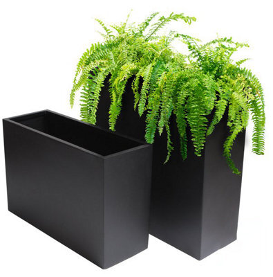 Primrose Fibreglass Tall Trough Planter In Matt Black 90Cm - image 1