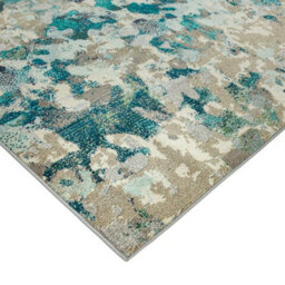 Aqua Modern Easy To Clean Abstract Geometric Rug For Dining Room-120Cm X 170Cm - thumbnail 3