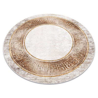 RugsX Miro 51236.807 Circle Washing Carpet Marble, Greek Anti-Slip - Beige /  Circle 160 Cm - image 1