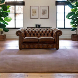 Chesterfield 2 Seater Antique Autumn Tan Leather Sofa Settee Bespoke In Classic Style - thumbnail 3