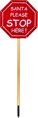 Netagon Outdoor Led Festive Christmas Light Up Santa Stop Here Sign With Timer And Battery Operation - image 1