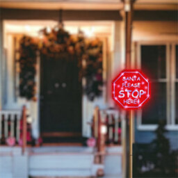 Netagon Outdoor Led Festive Christmas Light Up Santa Stop Here Sign With Timer And Battery Operation - thumbnail 4