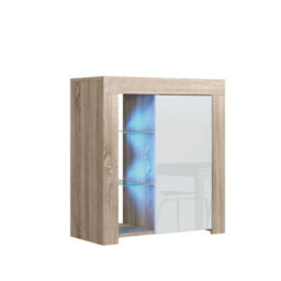 Sideboard Serene 83Cm - Oak & White Gloss Doors And Led Lights - thumbnail 5