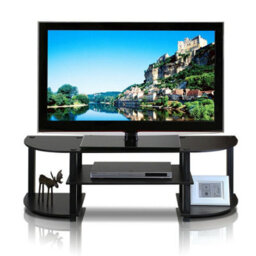 Walplus Furinno 11058Ex/bk Turn-S-Tube Wide Tv Entertainment Center, Espresso/black - thumbnail 2
