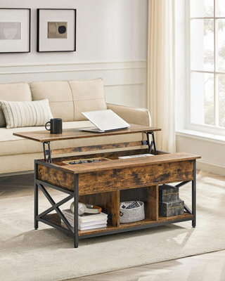 Songmics Coffee Table, Lift-Top Table Coffee Table For Living Room, Coffee Table With Open And Hidden Storage, X-Shaped Bars - image 1