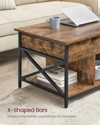 Songmics Coffee Table, Lift-Top Table Coffee Table For Living Room, Coffee Table With Open And Hidden Storage, X-Shaped Bars - thumbnail 7