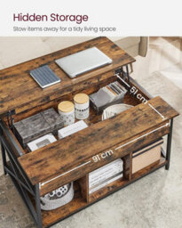Songmics Coffee Table, Lift-Top Table Coffee Table For Living Room, Coffee Table With Open And Hidden Storage, X-Shaped Bars - thumbnail 4