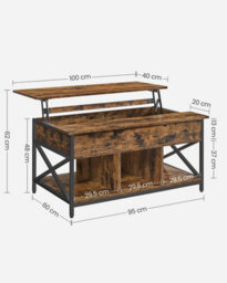Songmics Coffee Table, Lift-Top Table Coffee Table For Living Room, Coffee Table With Open And Hidden Storage, X-Shaped Bars - thumbnail 9