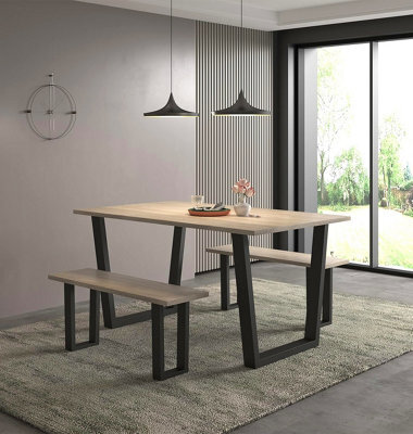 Hallowood Furniture Dudley 150Cm Dining Table Set With 2 Bench - image 1