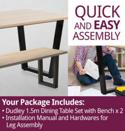Hallowood Furniture Dudley 150Cm Dining Table Set With 2 Bench - thumbnail 7