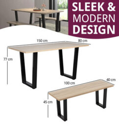 Hallowood Furniture Dudley 150Cm Dining Table Set With 2 Bench - thumbnail 3