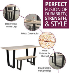 Hallowood Furniture Dudley 150Cm Dining Table Set With 2 Bench - thumbnail 2