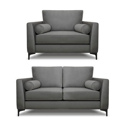 Modern Home Zara 2 Seater And Lovechair Set Steel - image 1