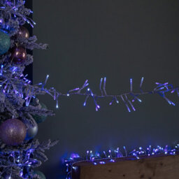 Samuel Alexander 12.4M 960 Led Christmas Cluster Multi-Action String Lights With Timer In Blue, Purple & White On Clear Cable - thumbnail 2