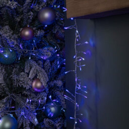 Samuel Alexander 12.4M 960 Led Christmas Cluster Multi-Action String Lights With Timer In Blue, Purple & White On Clear Cable - thumbnail 7