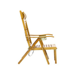 Living And Home Foldable Adjustable Bamboo Indoor And Outdoor Wooden Rocking Chair Sun Lounge Recliner Chair - thumbnail 7