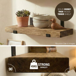 Top Notch Home and Living 70Cm British Oak Rustic Wooden Wall Shelf, Top Notch Home & Living Handcrafted Wood Shelves, Handmade Incl 2 Brackets Per Shelf - thumbnail 8