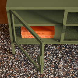 Sweeek - Industrial Metal And Tempered Glass Tv Stand With 3 Doors 120Cm Green 120X35X55 Cm - Arkansas - thumbnail 9