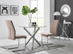 Furniturebox Uk Selina Round Dining Table And 2 Cappuccino Lorenzo Chairs - thumbnail 1